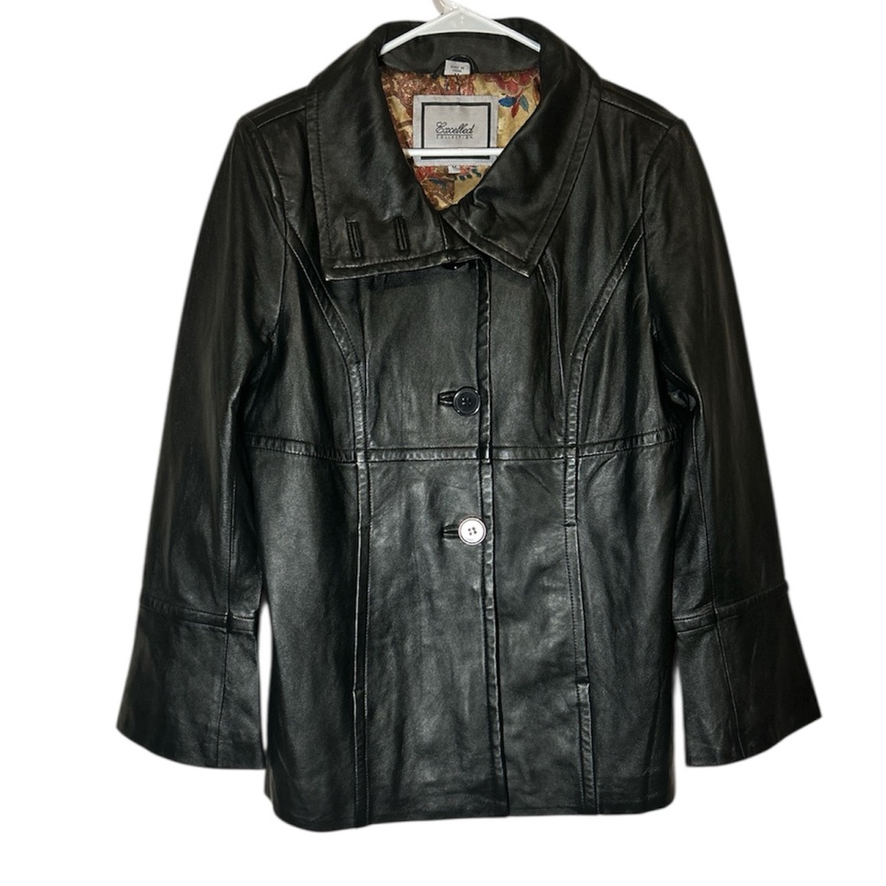 EXCELLED COLLECTION Black Authentic Leather Women Jacket Size Medium - Picture 3 of 9